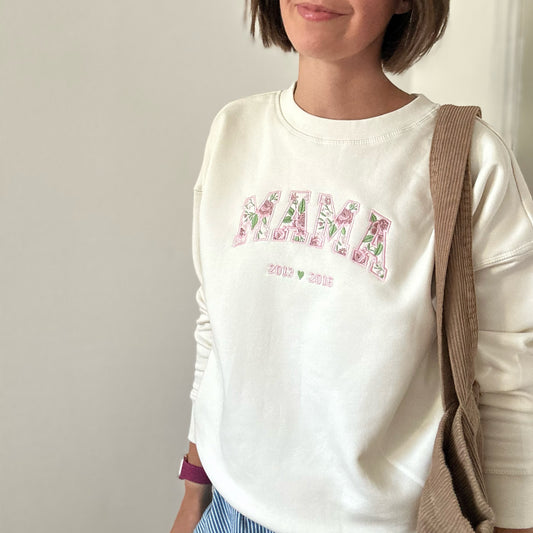 Sweat Maman personnalisé (dates et coeurs)
