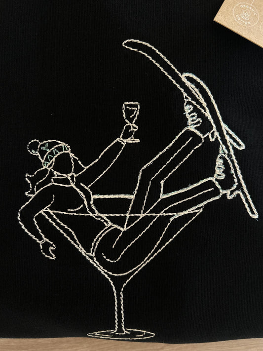 Sweat en coton biologique, pull hiver après ski femme, sweat pull brodé femme, fait main, personnalisé