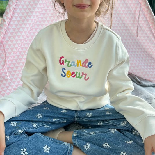 Sweat grande soeur et future grande soeur coloré