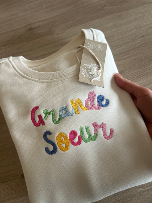 Sweat grande soeur et future grande soeur coloré