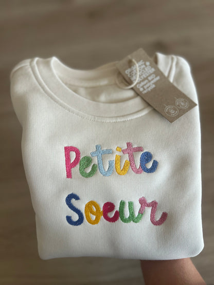 Sweat grande soeur et future grande soeur coloré