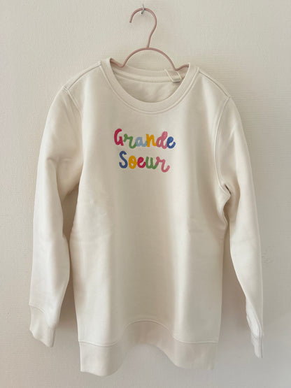 Sweat grande soeur et future grande soeur coloré