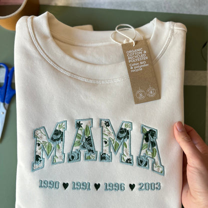 sweat maman brodé personnalisé sauge