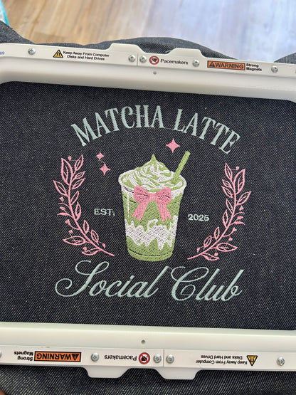 Cabas matcha latte social club en denim recyclé