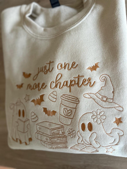 Sweat brodé "One more chapter"  fantômes lecteurs