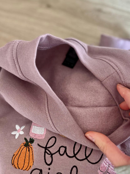 Sweat pull automne brodé Fall girly