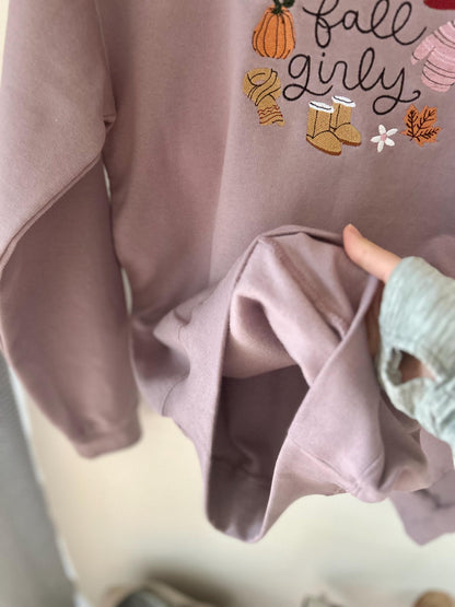 Sweat pull automne brodé Fall girly