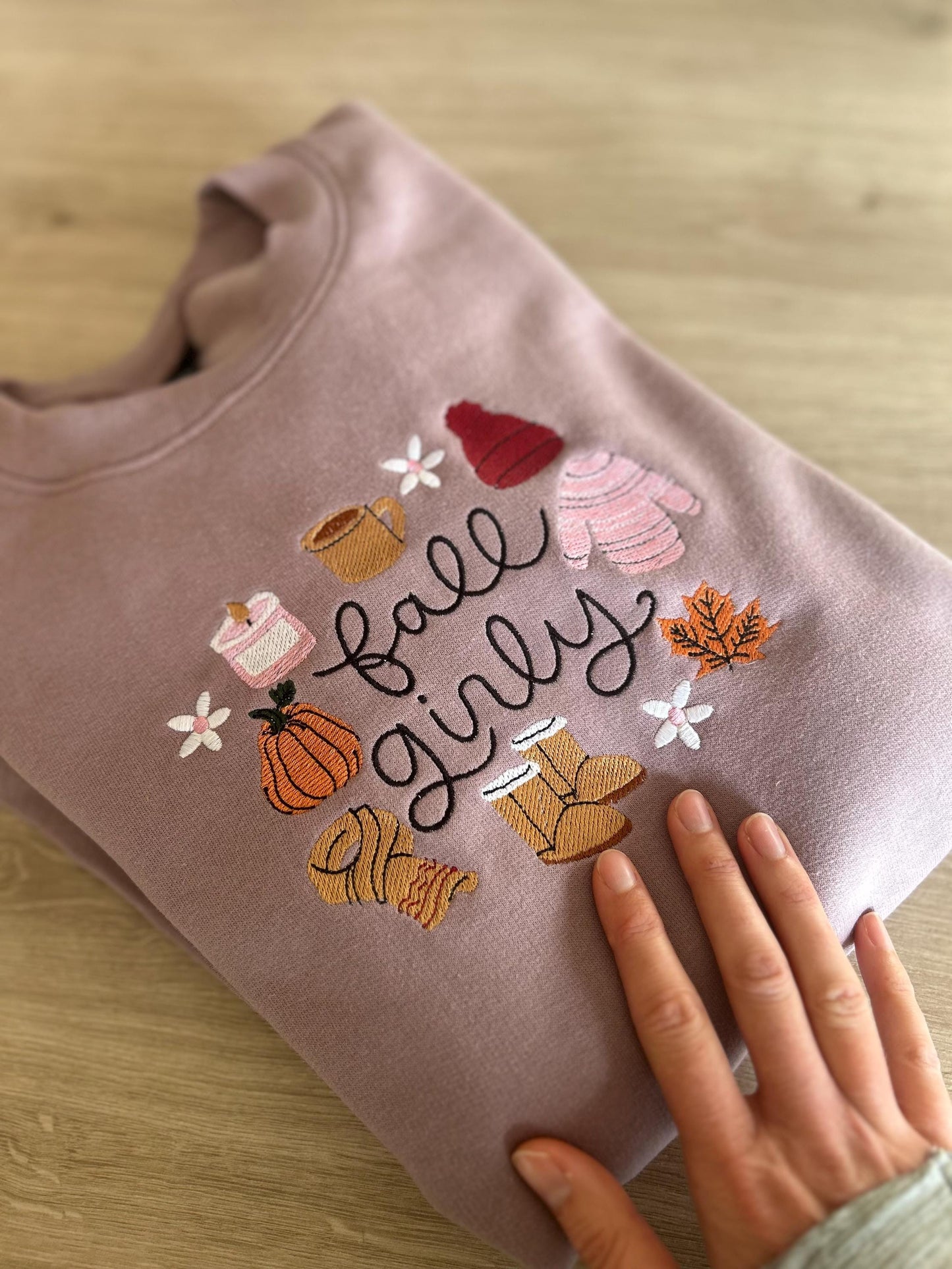 Sweat pull automne brodé Fall girly
