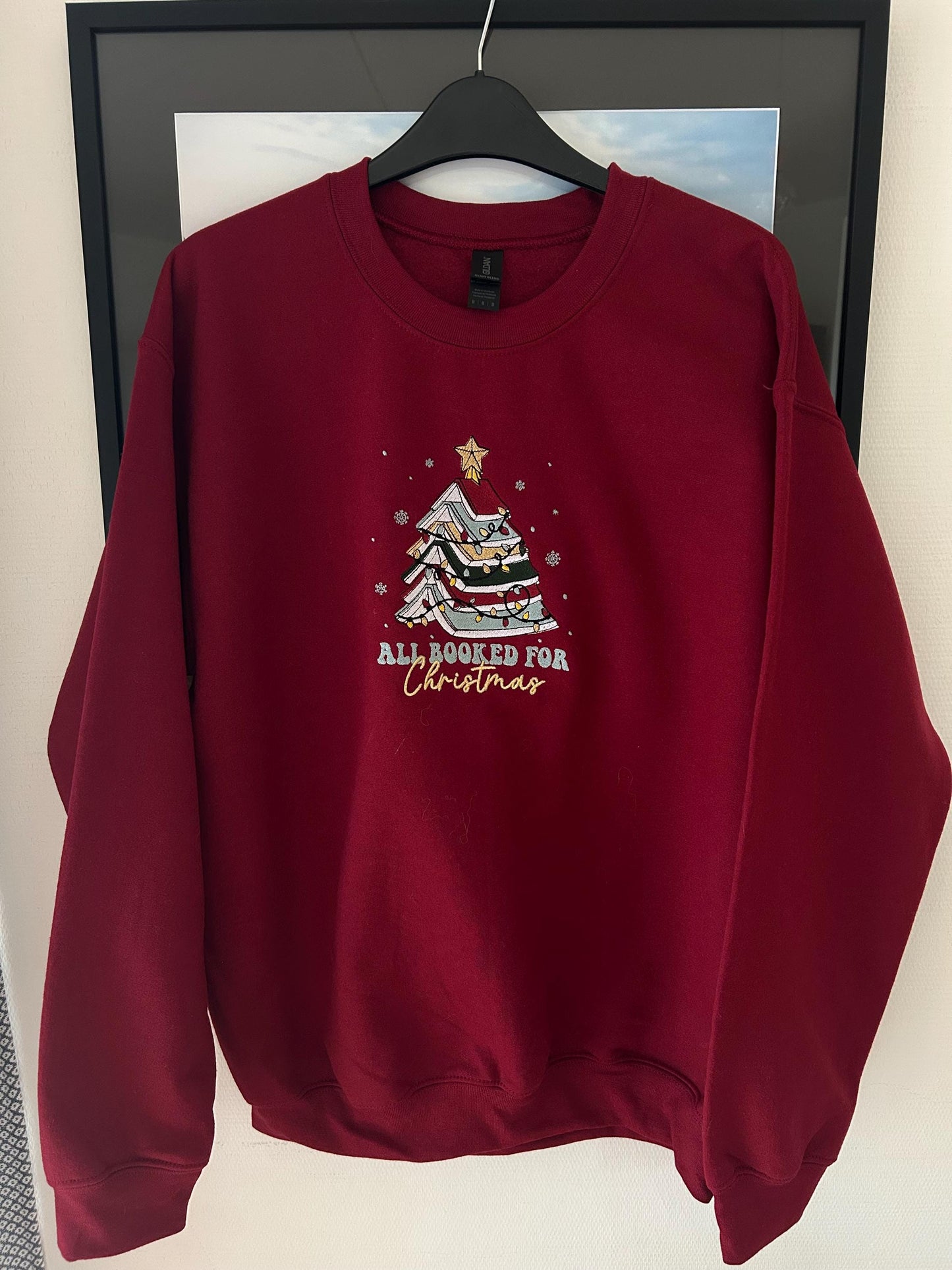 Sweat pull hiver Noël brodé All booked for Christmas