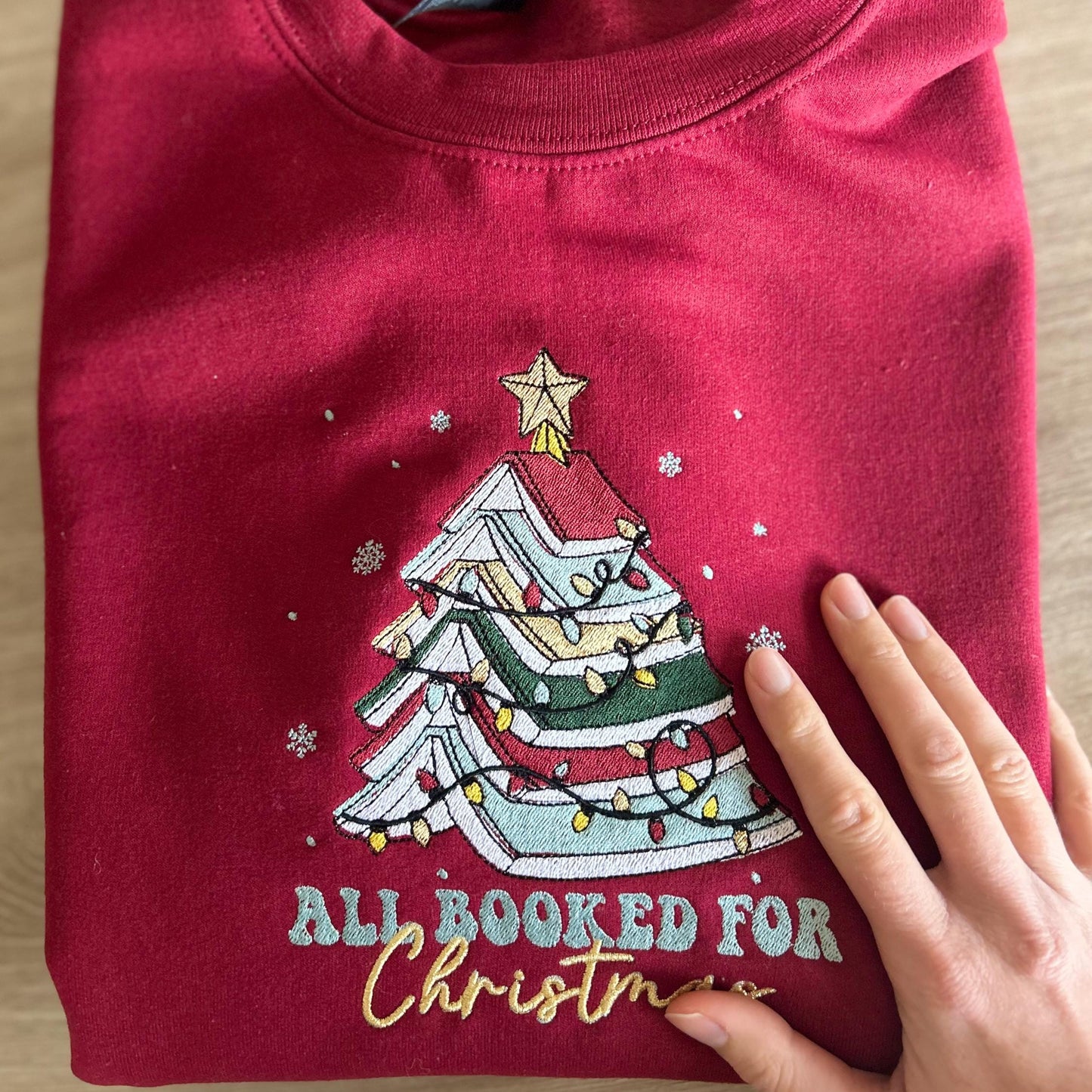 Sweat pull hiver Noël brodé All booked for Christmas