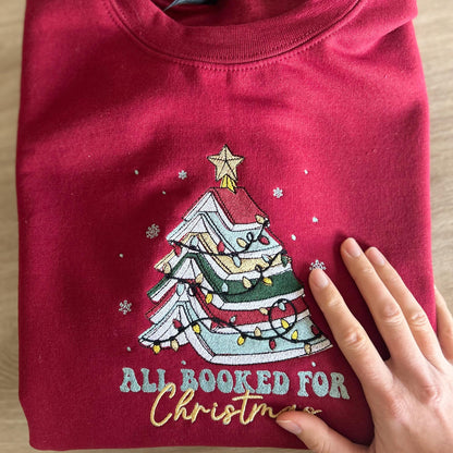 Sweat pull hiver Noël brodé All booked for Christmas