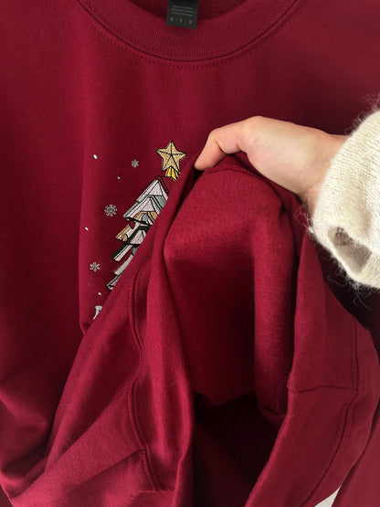Sweat pull hiver Noël brodé All booked for Christmas