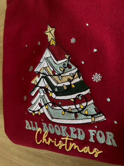 Sweat pull hiver Noël brodé All booked for Christmas