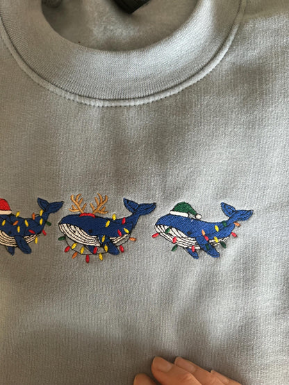 Sweat pull hiver Noël brodé avec baleines