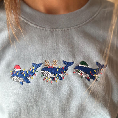 Sweat pull hiver Noël brodé avec baleines