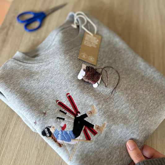 Sweat en coton biologique, pull hiver après ski femme, sweat pull brodé femme, fait main