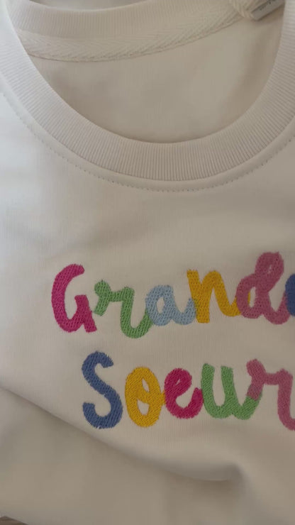 Sweat grande soeur et future grande soeur coloré