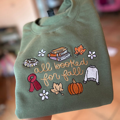 sweat d'automne all booked for fall brodé