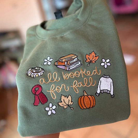 sweat d'automne all booked for fall brodé