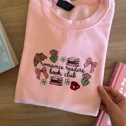sweat brode avec ecriture romance reader book club